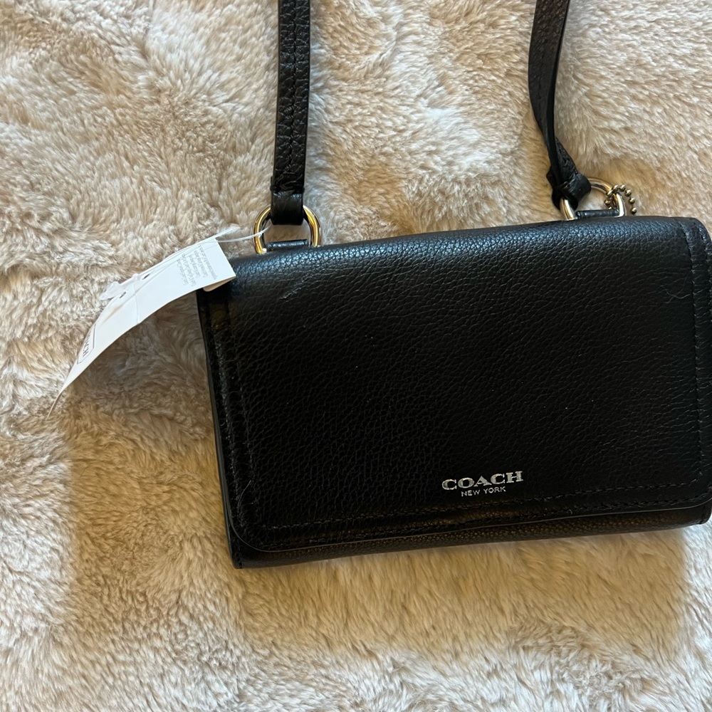 Coach Black Leather Crossbody Wallet